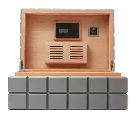 Produktbild: Colibri Humidor Heritage grau matt vorne offen