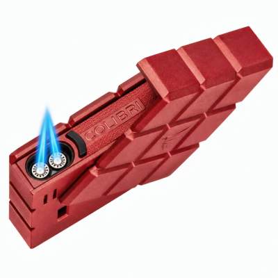 Produktbild: Colibri Heritage Pocket Rot geöffnet mit 2 Jet-Flammen