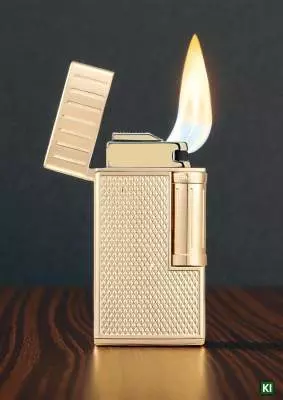 Produktbild: Colibri Feuerzeug Julius II gold mit Flamme
