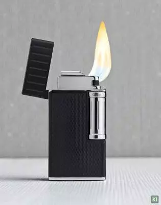 Produktbild: Colibri Feuerzeug Julius II schwarz - chrom mit Flamme