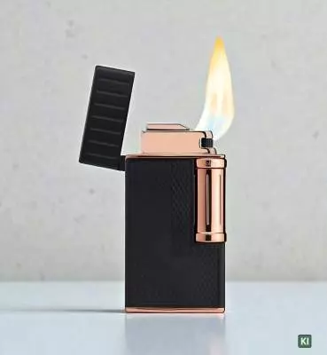 Produktbild: Colibri Feuerzeug Julius II schwarz - rosegold mit Flamme