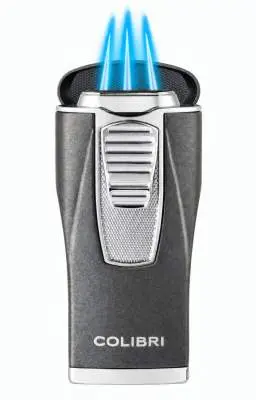 Produktbild: Colibri Monaco II Anthrazit Chrom geöffnet mit 3 Flammen