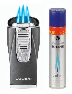 Produktbild: Colibri Monaco II Anthrazitz Chrom mit 3-fach Jet-Flamme