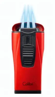 Produktbild: Colibri Monaco II Rot matt Schwarz geöffnet mit 3 Flammen