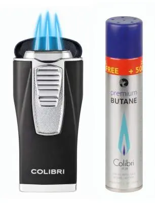 Produktbild: Colibri Monaco II Schwarz Chrom mit 3-fach Jet-Flamme