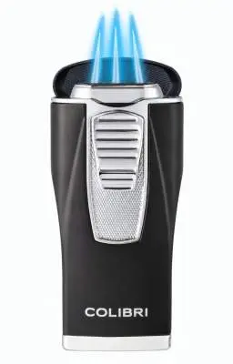 Produktbild: Colibri Monaco II Schwarz Chrom geöffnet mit 3 Flammen