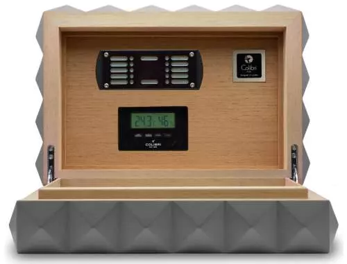 Produktbild: Colibri Humidor Quasar gun matt offen vorne