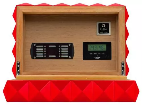 Produktbild: Colibri Humidor Quasar rot offen nebeneinander