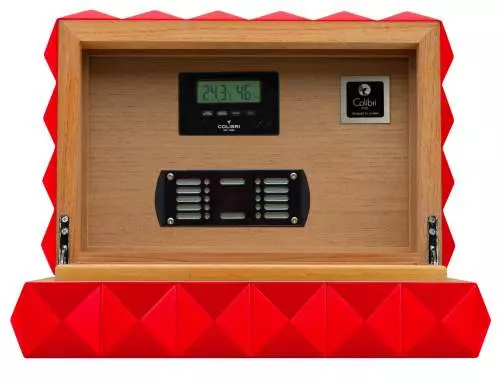 Produktbild: Colibri Humidor Quasar rot matt offen vorne