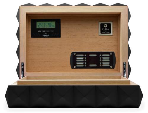 Produktbild: Humidor Quasar schwarz offen diagonal