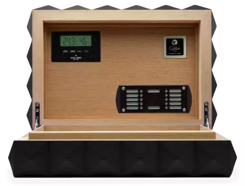 Produktbild: Humidor Quasar schwarz offen diagonal