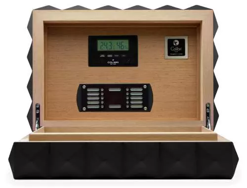 Produktbild: Humidor Quasar schwarz offen vorne