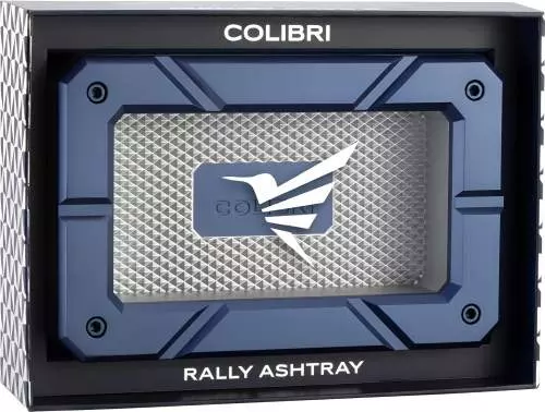 Produktbild: Colibri Rally Zigarrenascher marineblau silber in Verpackung