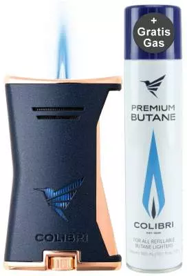 Produktbild: Colibri Slim blau gold Feuerzeug