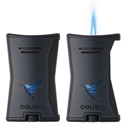 Produktbild: Colibri Slim schwarz-schwarz mit 1-fach Jet-Flamme an-aus