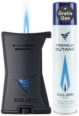 Produktbild: Colibri Slim schwarz-schwarz mit 1-fach Jet-Flamme