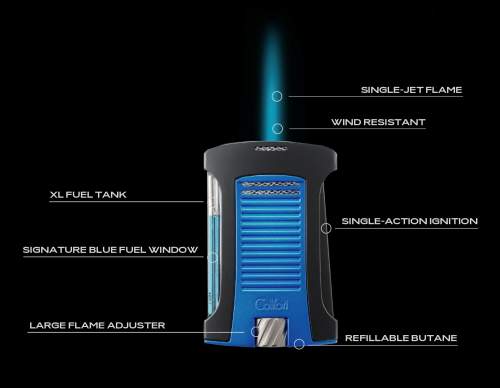 Produktbild: Colibri Daytona II blau schwarz Feuerzeug Ausstattung