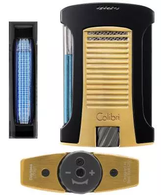 Produktbild: Colibri Daytona II gold schwarz Feuerzeug mehrere Ansichten