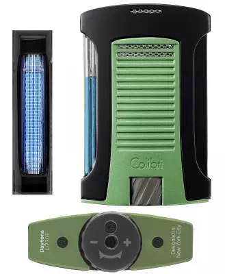 Produktbild: Colibri Daytona II grün schwarz Feuerzeug mehrere Ansichten