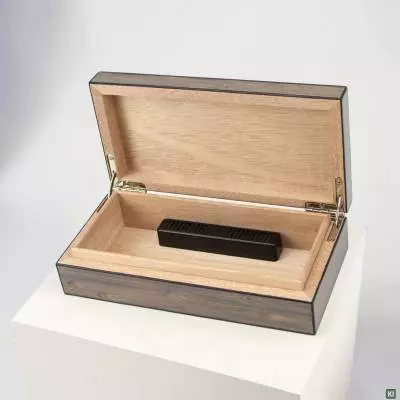 Produktbild: Mini Humidor Bambusdekor glänzend ofen auf Sockel