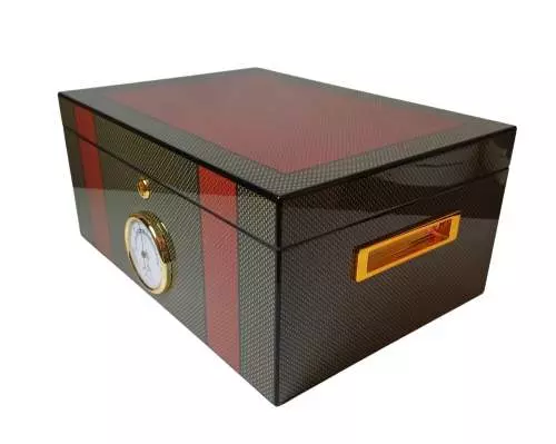 Produktbild: Humidor Carbondesign grün/orange 563113 seitlich