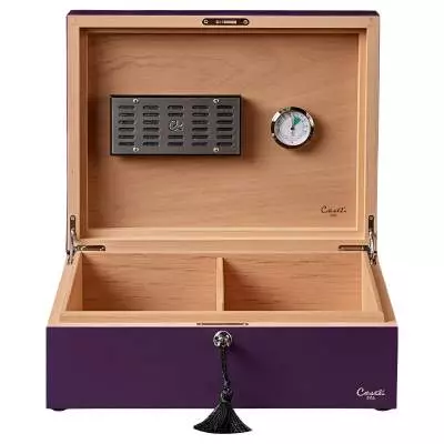 Produktbild: Humidor Caseti Paris lila vorne offen