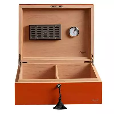 Produktbild: Humidor Caseti Paris orange vorne offen
