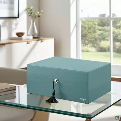 Produktbild: Humidor Caseti Paris light petrol im Wohnzimmer