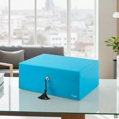 Produktbild: Humidor Caseti Paris türkis im Wohnzimmer