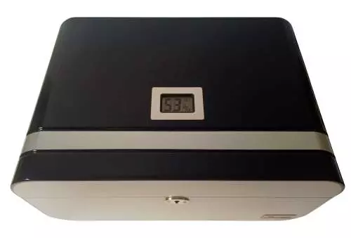 Produktbild: PASSATORE Humidor schwarz/silber oben