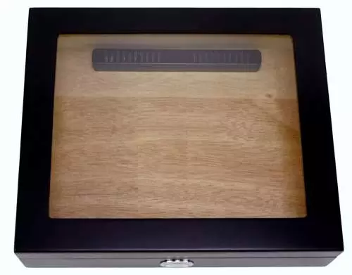 Produktbild: Humidor schwarz matt mit Glasdeckel oben