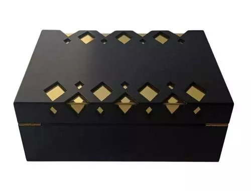 Produktbild: Humidor schwarz matt - Gold hinten