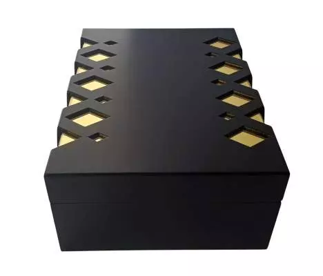 Produktbild: Humidor schwarz matt - Gold Seite