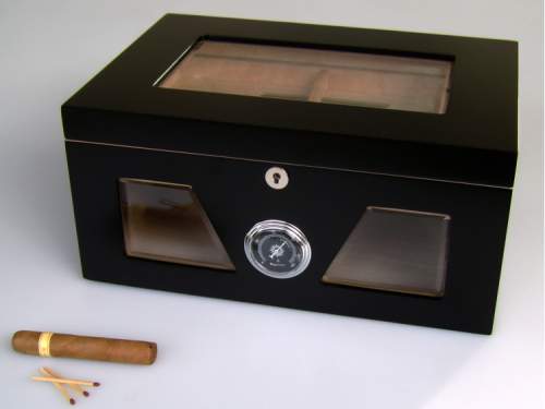 Produktbild: Angelo Humidor  3 Sichtfenster schwarz