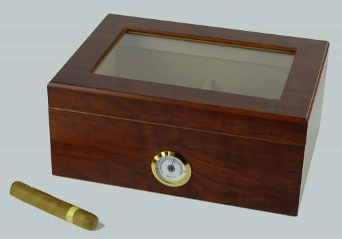 Produktbild: Angelo Humidor Nussbaumholz-Optik mit Sichtfenster