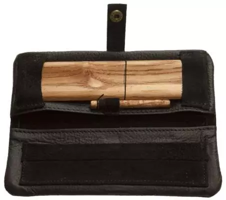 Produktbild: Kavatza Manousso MP 02 Leder schwarz Mini Joint Tabaktasche Drehertasche