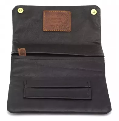 Produktbild: Kavatza Ziegenleder schwarz Tabaktasche Drehertasche Tabakbeutel