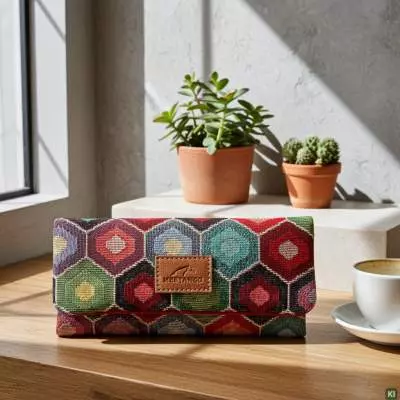 Produktbild: Mestango Stoff bunt Rhombus 1006-3 auf einem Tisch