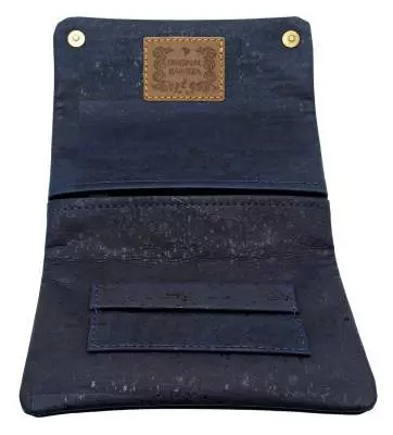Produktbild: Original Kavatza Dark Blue Deluxe Kork blau TPC44CR Tabaktasche offen