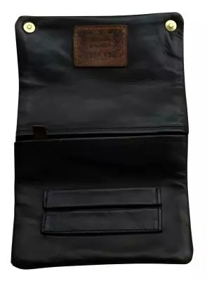 Produktbild: Original Kavatza Blue Marlin Delux TR01CR Leder schwarz Tabaktasche offen