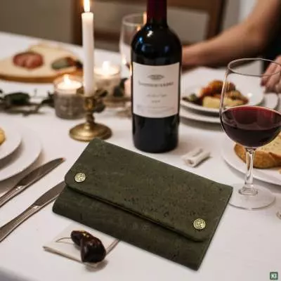 Produktbild: Original Kavatza Olive Deluxe Kork olivgrün TPC43CR Tabaktasche beim Abendessen