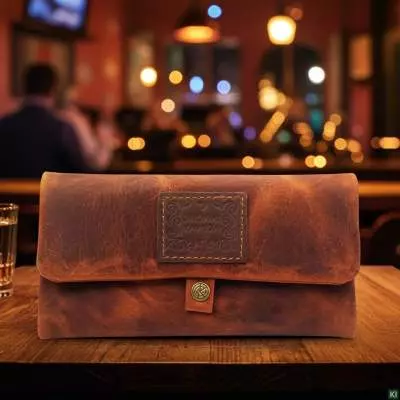 Produktbild: Kavatza Tabba Deluxe P 03RO Leder braun Joint Tabaktasche Drehertasche Tabakbeutel