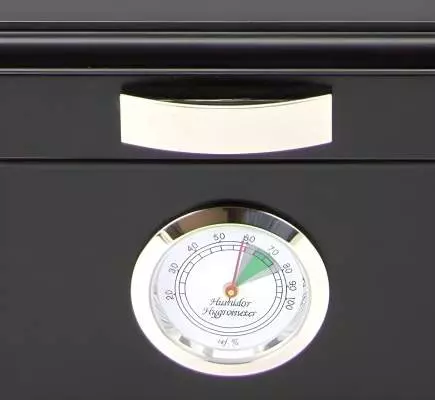 Produktbild: PASSATORE Humidor schwarz matt Griff und Hygrometer