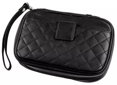 Produktbild: Angelo Pfeifentasche Schaf-Nappaleder schwarz 3 Pfeifen