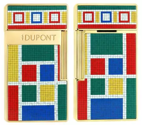 Produktbild: S.T. Dupont Biggy Casablanca Mosaik gold Feuerzeug vorne hinten