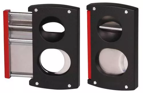 Produktbild: S.T. Dupont 2-in-1 Cutter schwarz rot offen und zu