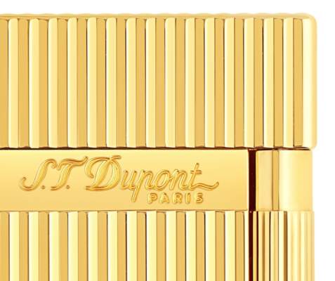 Produktbild: S.T. Dupont Feuerzeug Ligne 2 gold längsgestreift Logo