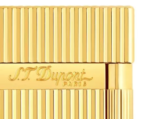 Produktbild: S.T. Dupont Feuerzeug Ligne 2 gold längsgestreift Logo