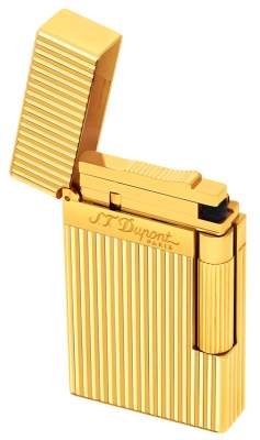 Produktbild: S.T. Dupont Feuerzeug Ligne 2 gold längsgestreift offen