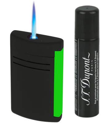 S.T. Dupont MaxiJet Fluo grün schwarz matt Feuerzeug + Gas